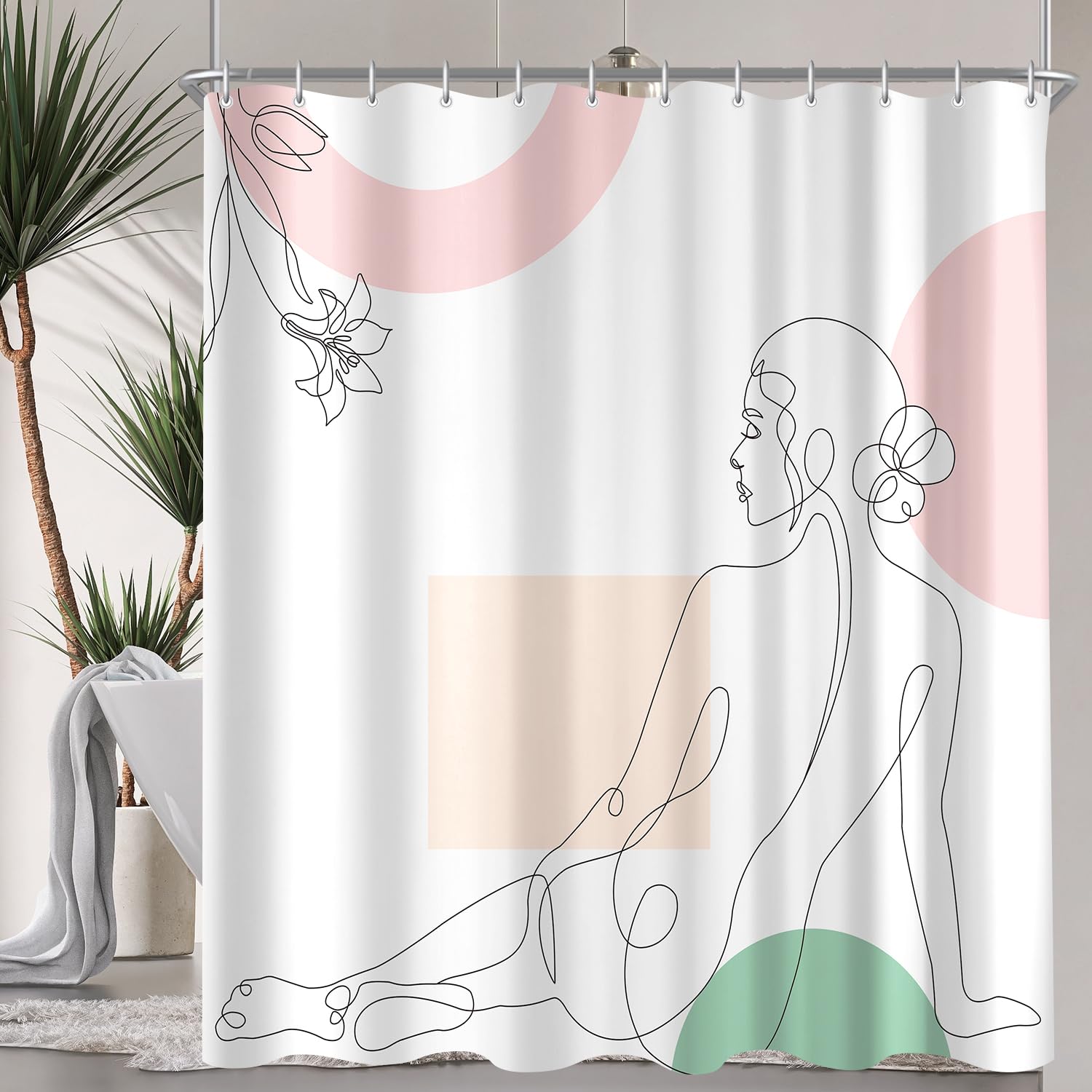 Lerores Body Contour Shower Curtain - 180x200cm Anti-Mould Polyester