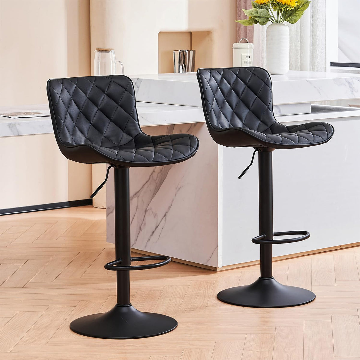 Kidol&Shellder Black Bar Stools Set of 2 Modern Kitchen Stools - image 1