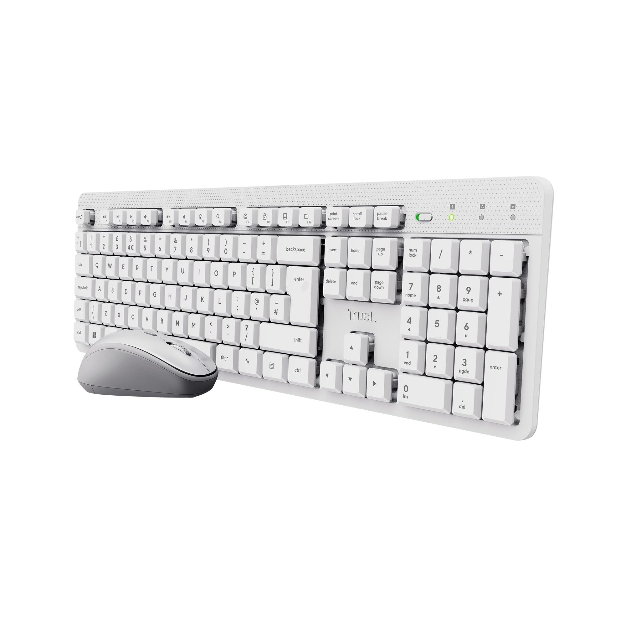 Trust Ody II Silent Wireless Keyboard and Mouse Set - QWERTY UK - White