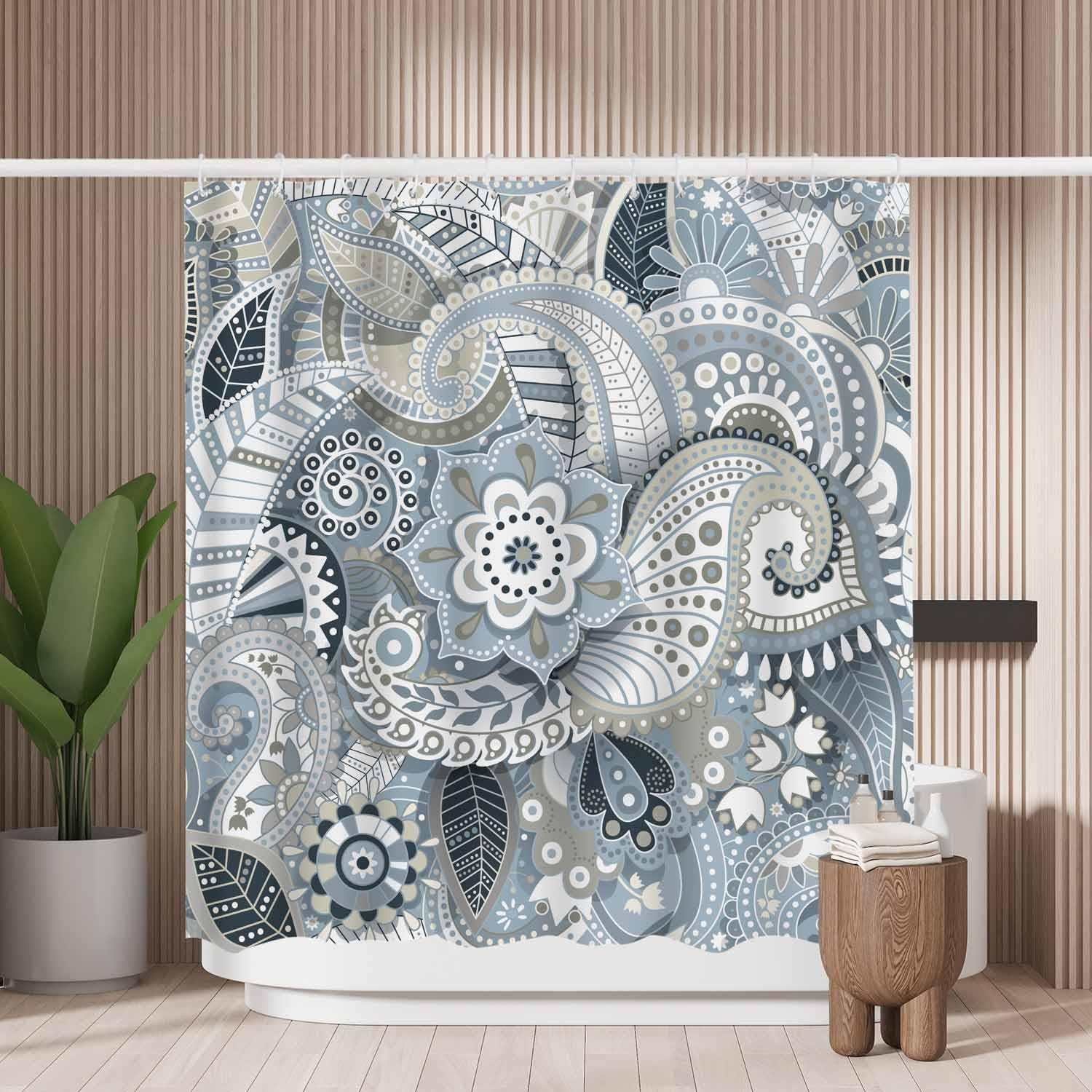 Paisley Floral Shower Curtain – Mold Resistant Polyester
