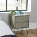 Jolof Store Acadia Grey Pine Nightstand – 2 Drawer Industrial Side Table