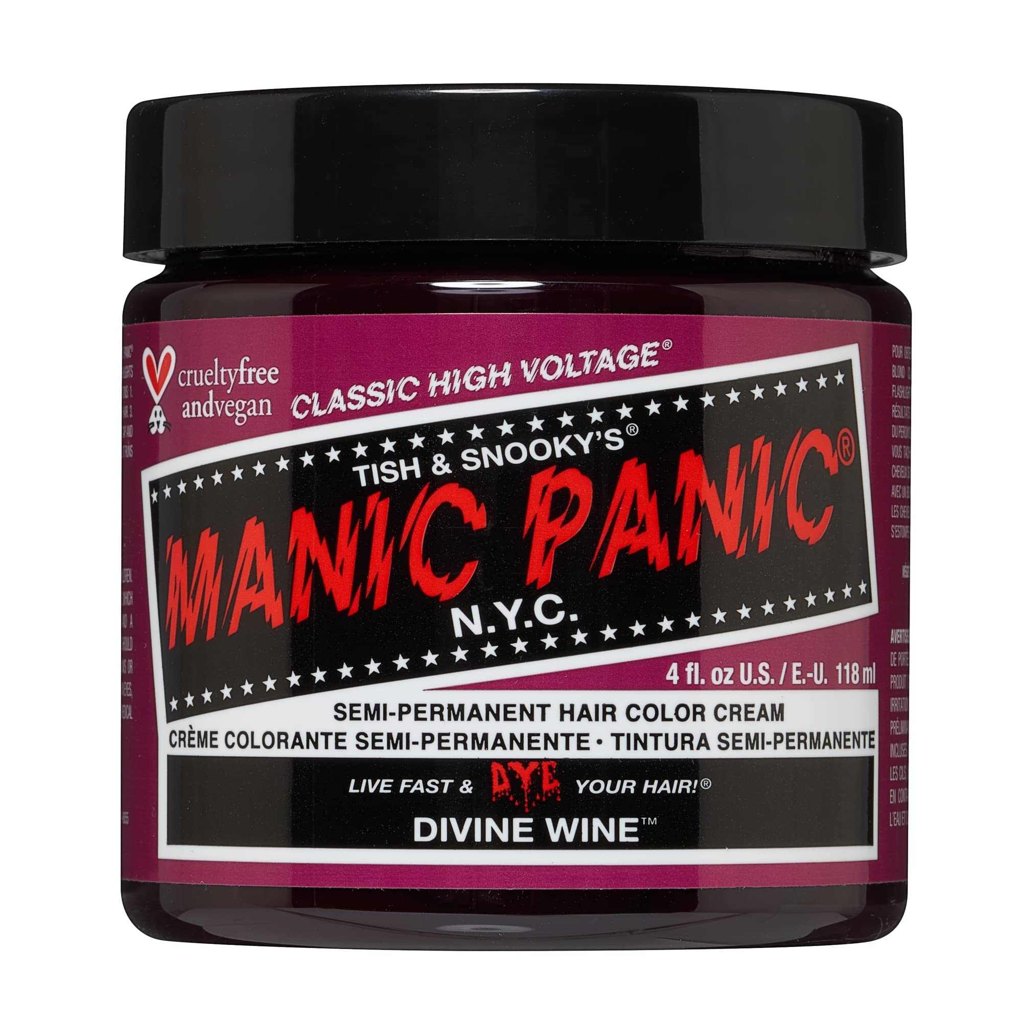 Manic Panic Divine Wine Semi-Permanent Hair Dye - Vegan Red Pink 118ml
