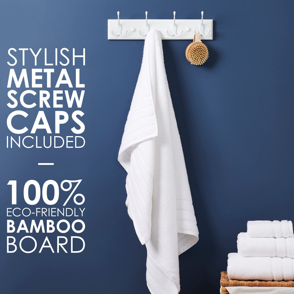 LARHN White Wall-Mounted Coat Rack - 4 White Coat Hooks, 42cm - image 3