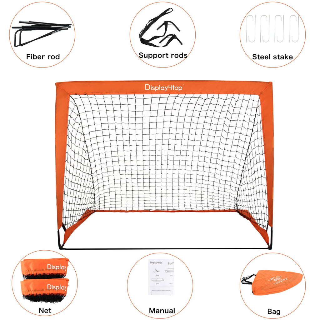 Display4top Set of 2 Pop-up Football Goals – Foldable Kids Soccer Nets
