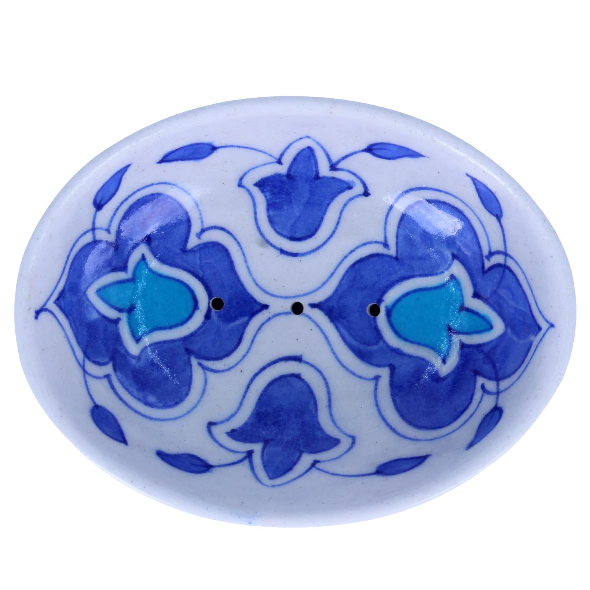 THE Unltd India Blue Pottery Ceramic Soap Dish – Hand-Painted Floral