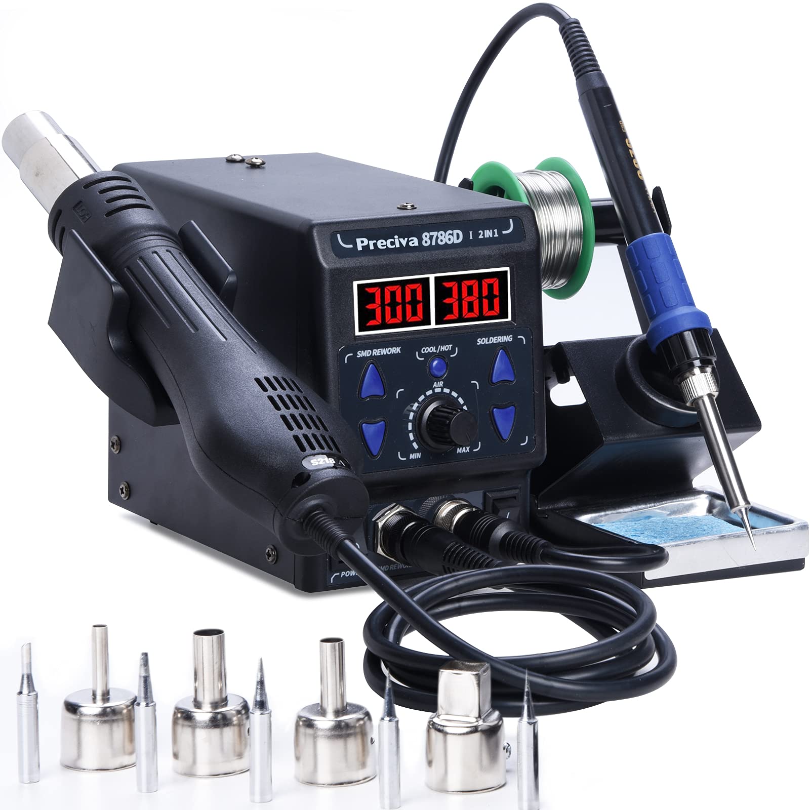 Preciva 2-in-1 Soldering Iron Station & Hot Air Gun Rework Station