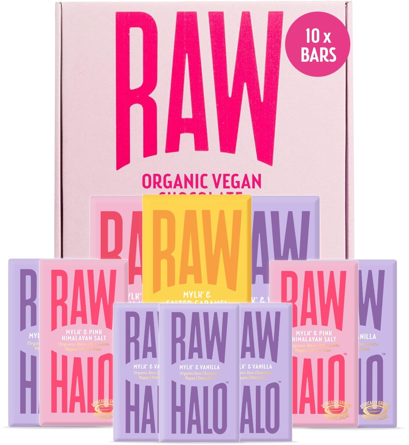 Raw Halo Vegan Mylk Chocolate Collection Box – 10 Organic Bars