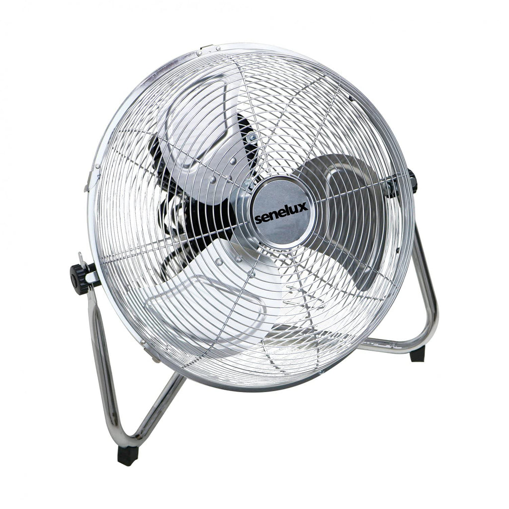 Senelux 12 Inch High Velocity Floor Fan | 3-Speed Chrome Gym Fan