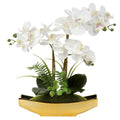 Briful 15" Artificial Phalaenopsis Orchid Bonsai in Gold Pot – Silk Flowers