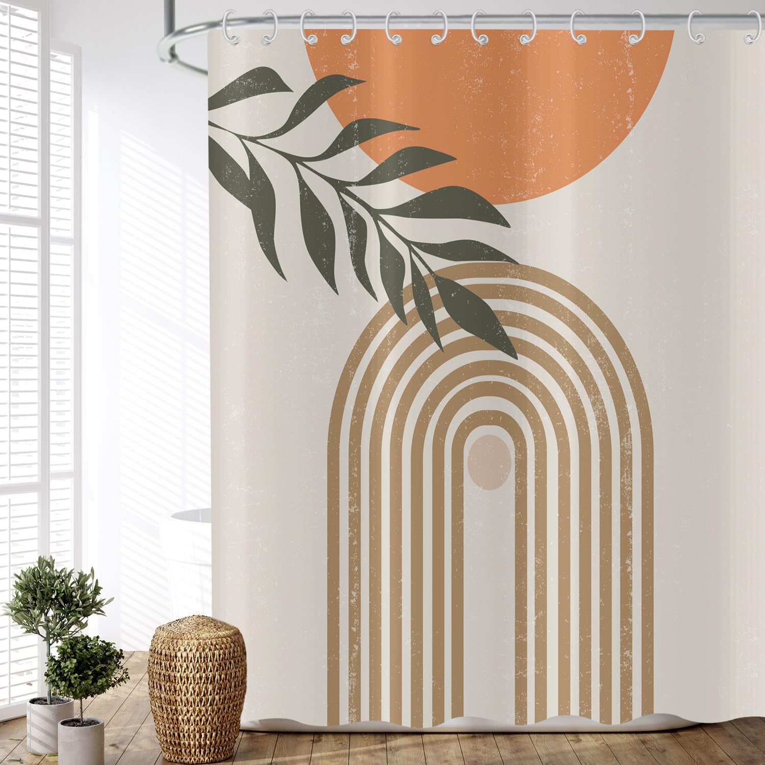 ASDCXZ Boho Shower Curtain | Abstract Art Beige Polyester | 180x200 cm