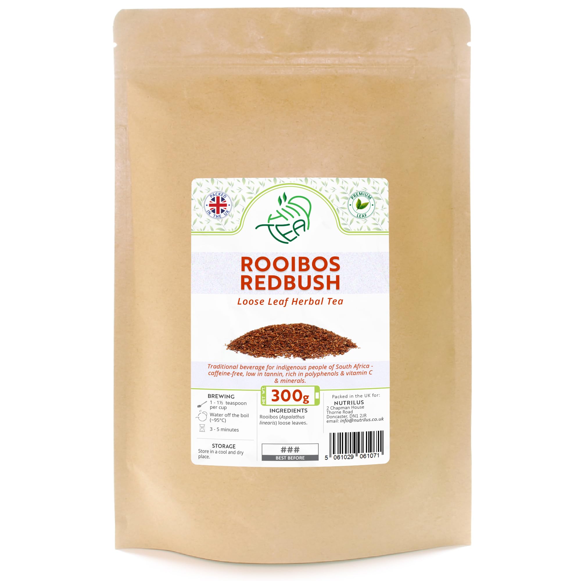 Rooibos Herbal Loose Leaf Tea – Premium African Redbush (300g)
