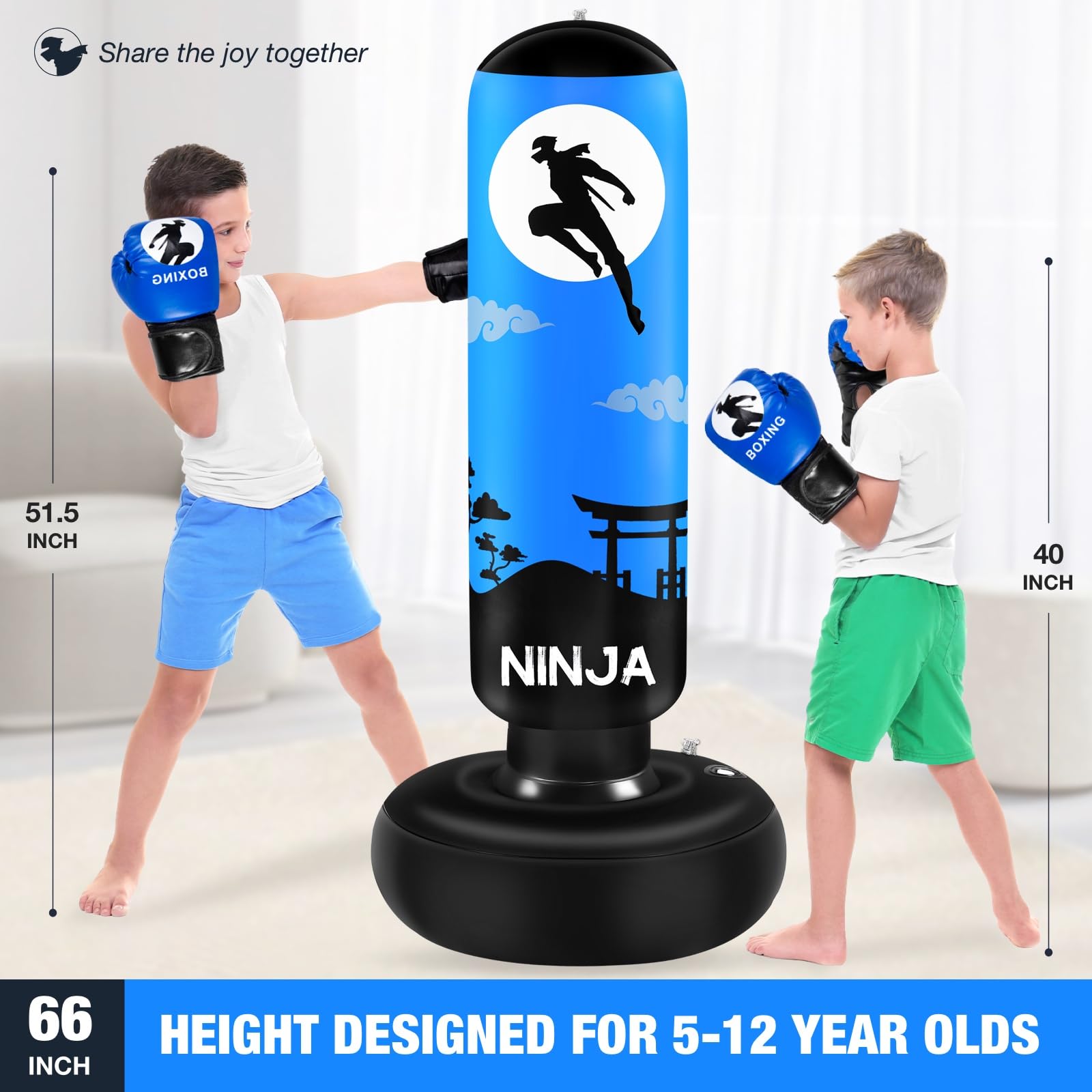 Kids Inflatable Punching Bag Set | 66" Karate & Boxing Kit