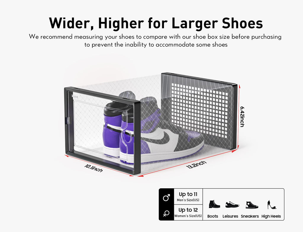 Kuject Clear Stackable Shoe Storage Boxes - Size 12 Plastic Containers