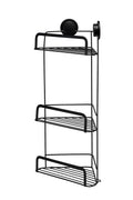 Croydex Stick 'N' Lock 3-Tier Corner Shower Caddy | Matt Black Steel
