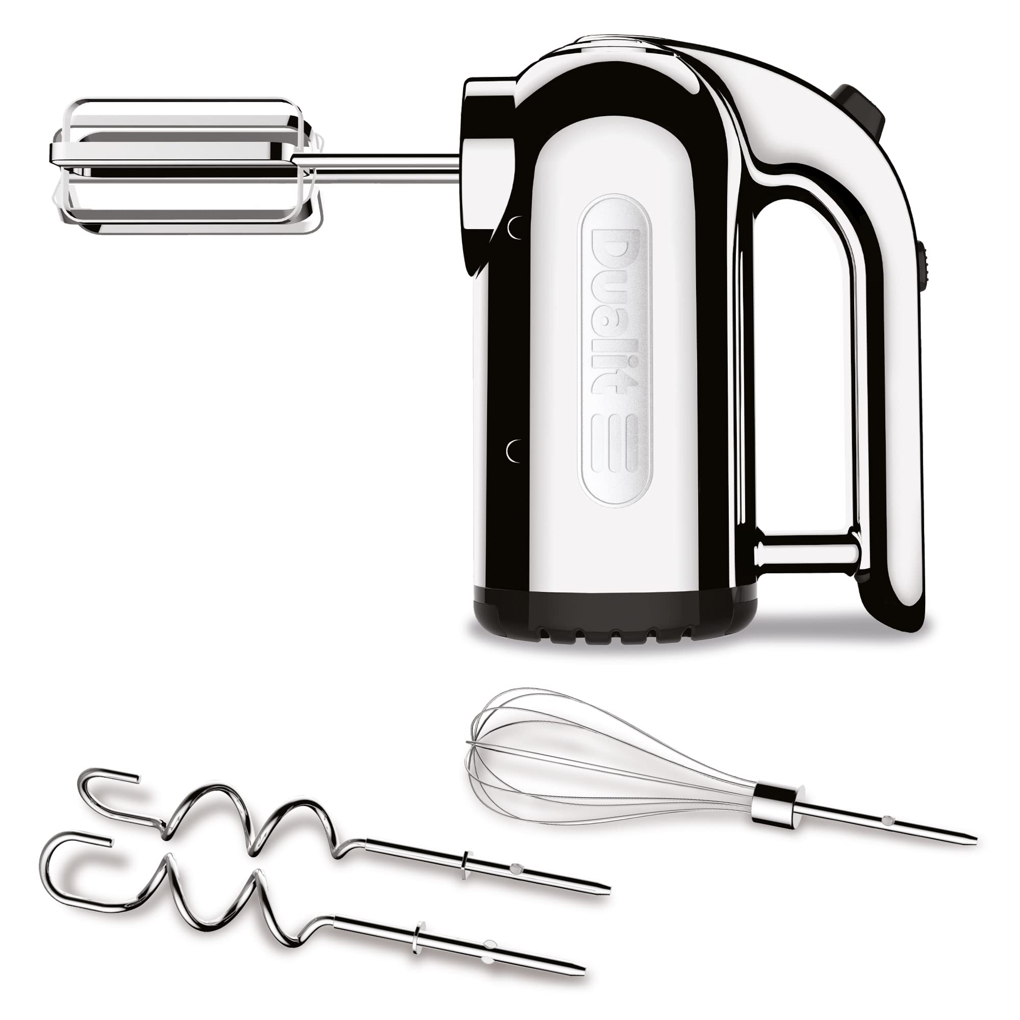 Dualit 400W Hand Mixer in Chrome | 4-Speed with Baking Attachments