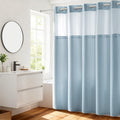 River Dream Waffle Weave Hookless Shower Curtain with Snap-in Liner, Blue