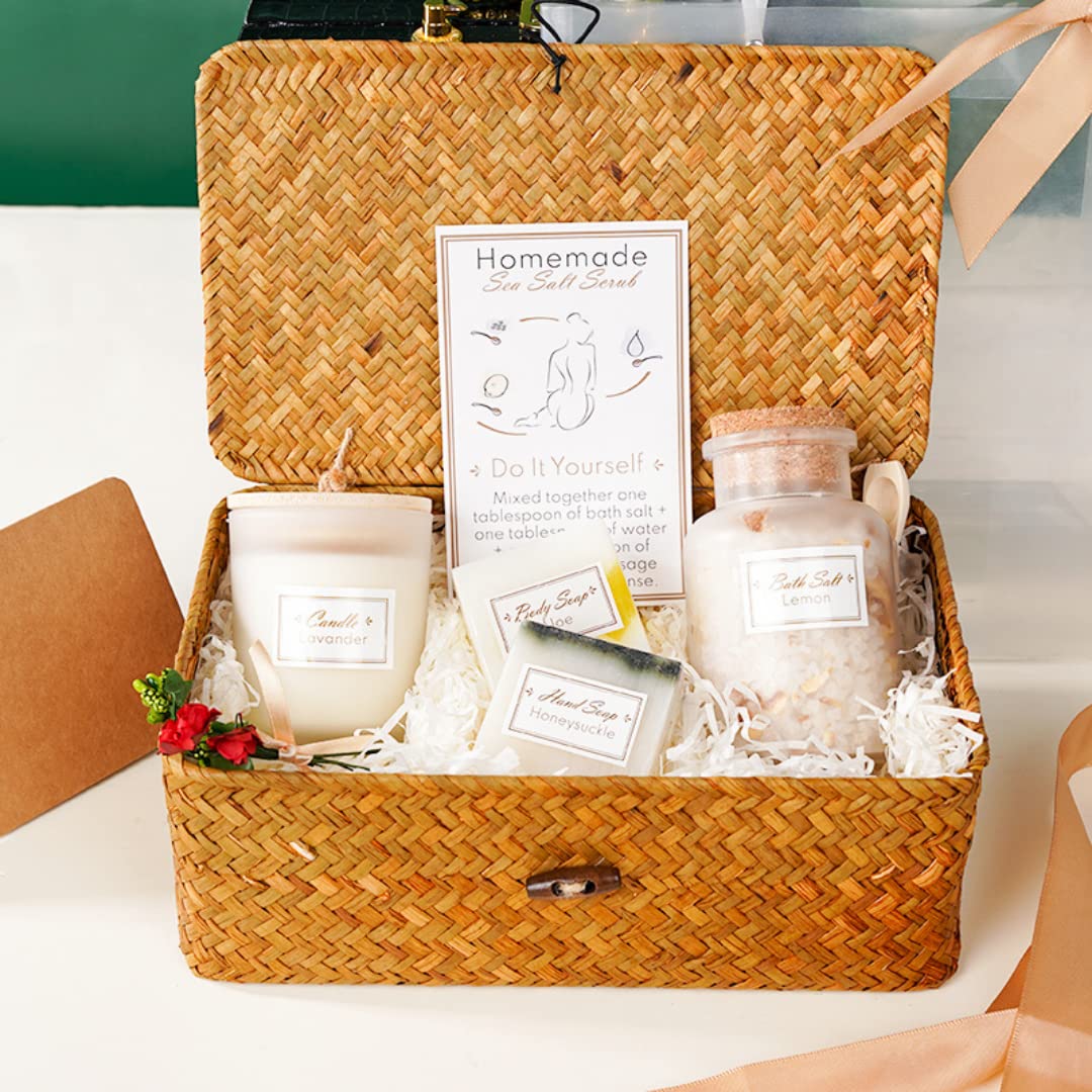 Women's Wellness Spa Gift Set with Braided Sea Rush Basket