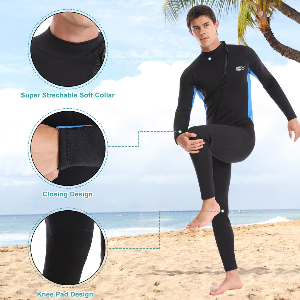 Gimilife Men's 3mm Neoprene Full Length Wetsuit for Diving & Surfing