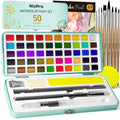 Nicpro 50 Color Watercolour Paint Set with 8 Brushes and 25 Paper Sheets