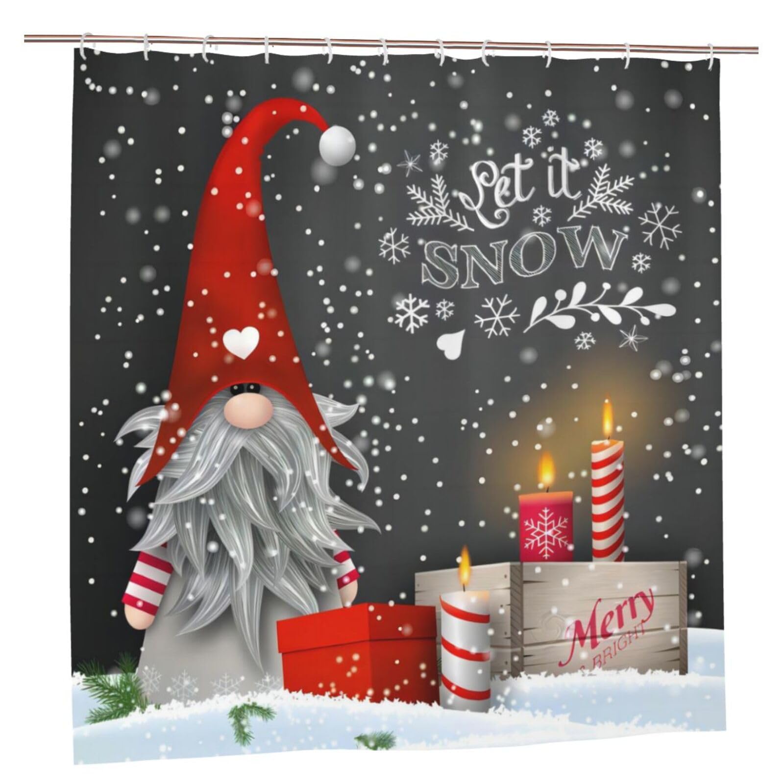 Christmas Gnome Shower Curtain | Waterproof Polyester 72x72