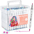 Ohuhu 60-Color Water-Based Markers | Dual Tip Brush Pens for Art