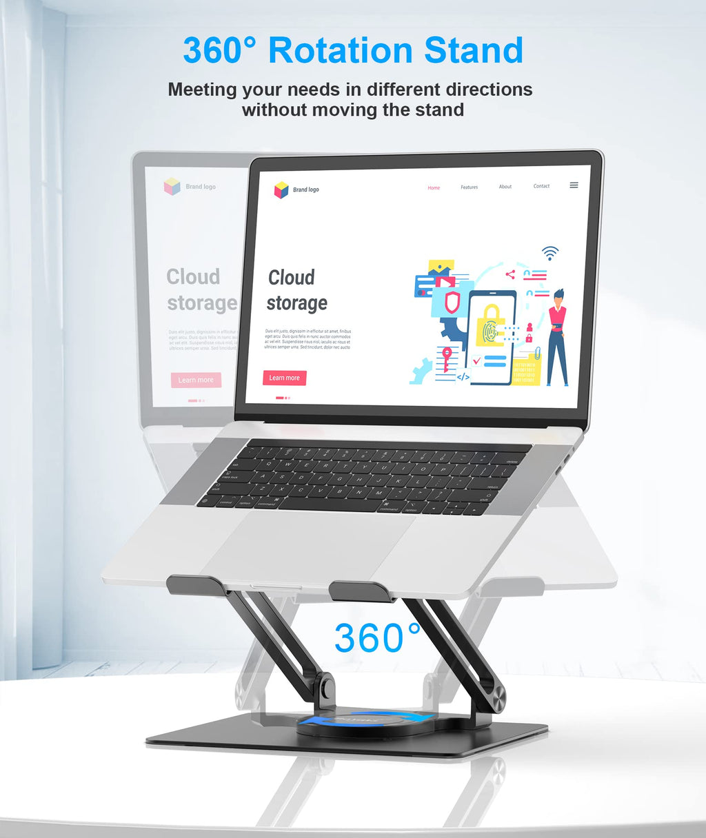 BoYata Laptop Stand | 360° Rotating Adjustable Ergonomic Desk Riser