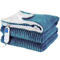 YDW Electric Heated Throw Blanket – 180x200cm Stripe Flannel in Teal