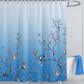 LIVETTY Ombre Blue Bird Floral Shower Curtain – 200x200cm Waterproof Fabric