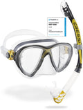 Cressi Big Eyes Evolution Diving Set | Dry Snorkel & Mask - Clear/Yellow