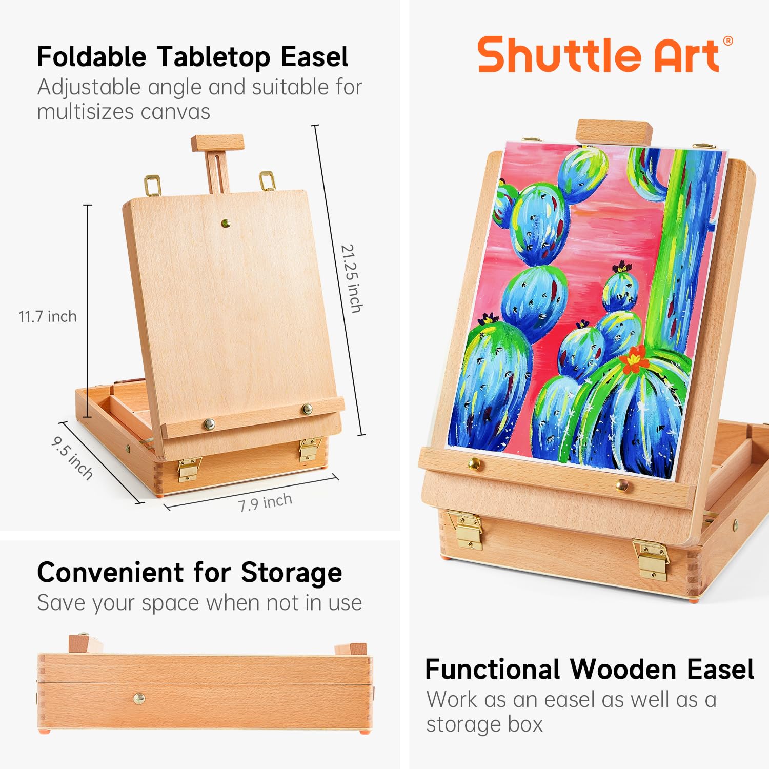 Shuttle Art 59 Pack Acrylic Painting Set with Tabletop Easel and Canvas