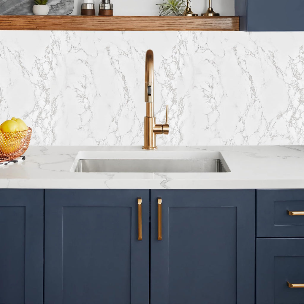 Hode White Marble Vinyl Wrap – 90cmx600cm Self Adhesive Wallpaper