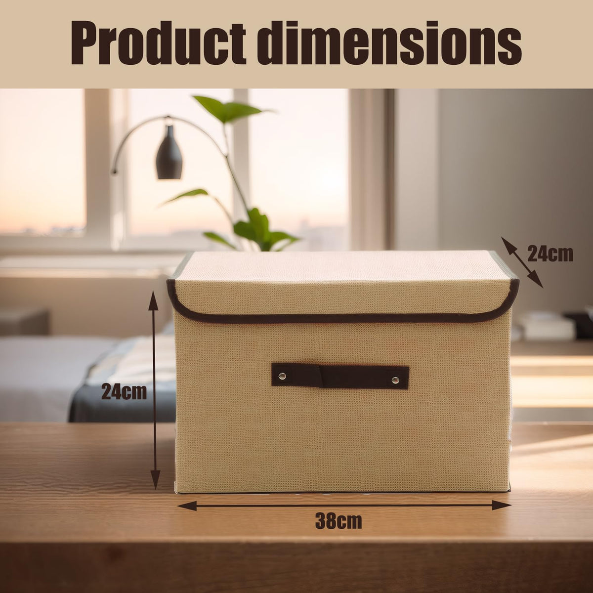 Fabric Storage Boxes with Lids 4 Pack, Foldable Storage Box, 38X25X25cm - image 3