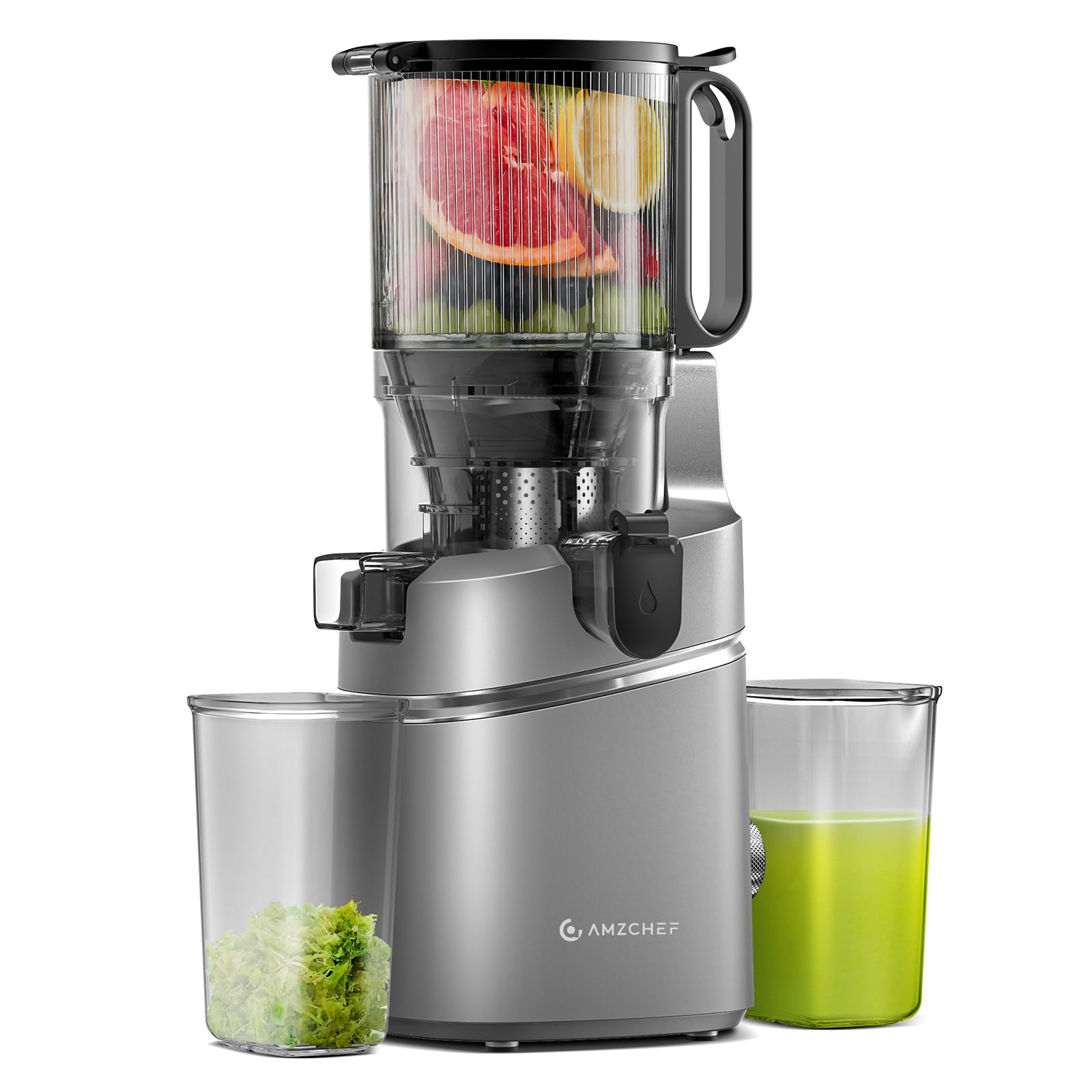 AMZCHEF Cold Press Juicer – 2L Slow Juicer for Whole Fruit & Veg