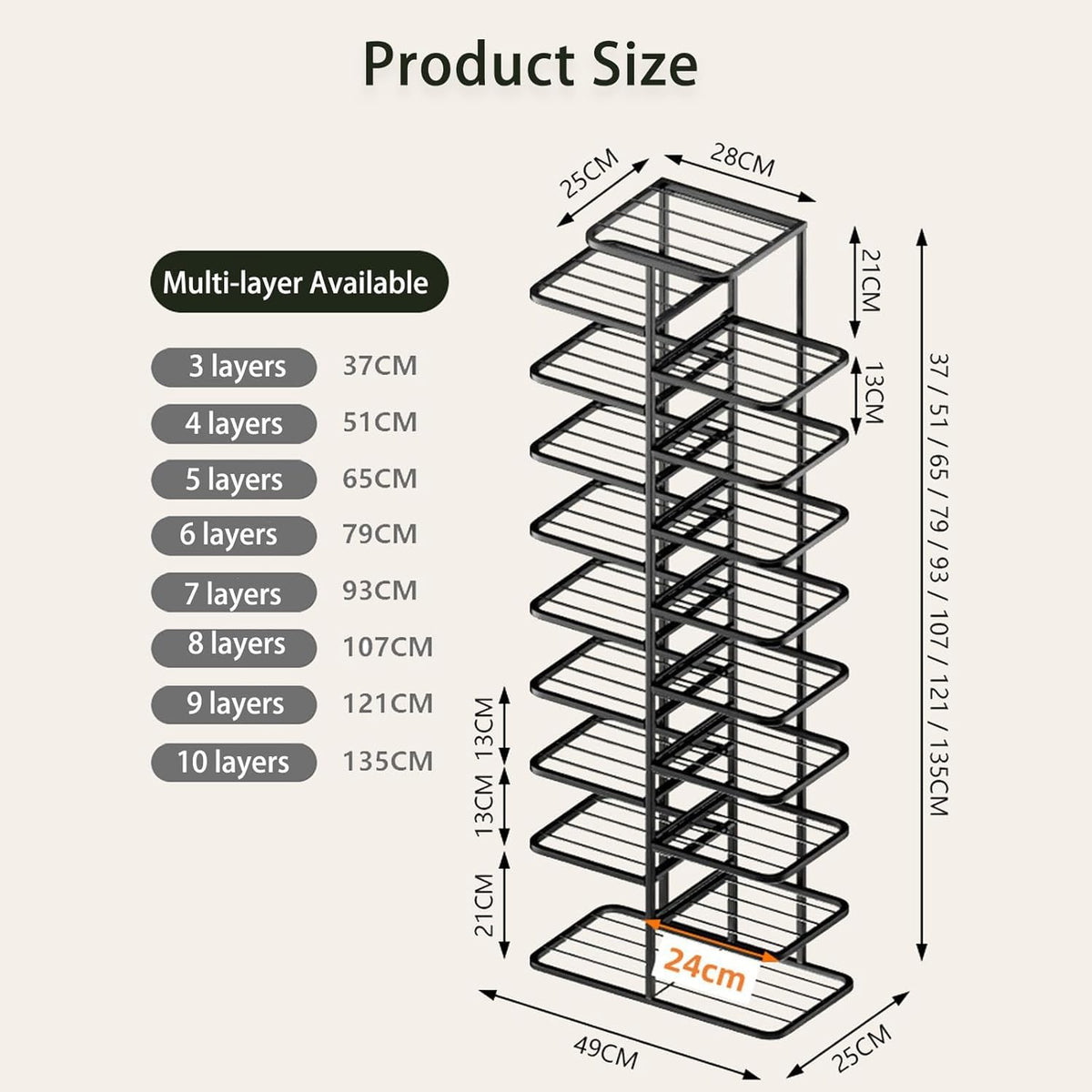 YOUSIS Vertical Shoe Rack Gold Metal, Multi Tier Shoe Storage Organizer - image 2