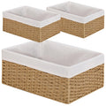 Vagusicc Wicker Storage Basket with Handles and Removable Fabric Lining