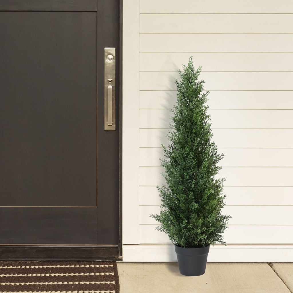 CROSOFMI 95cm Artificial Cedar Tree - Large Faux Outdoor Plants (2 Pack)