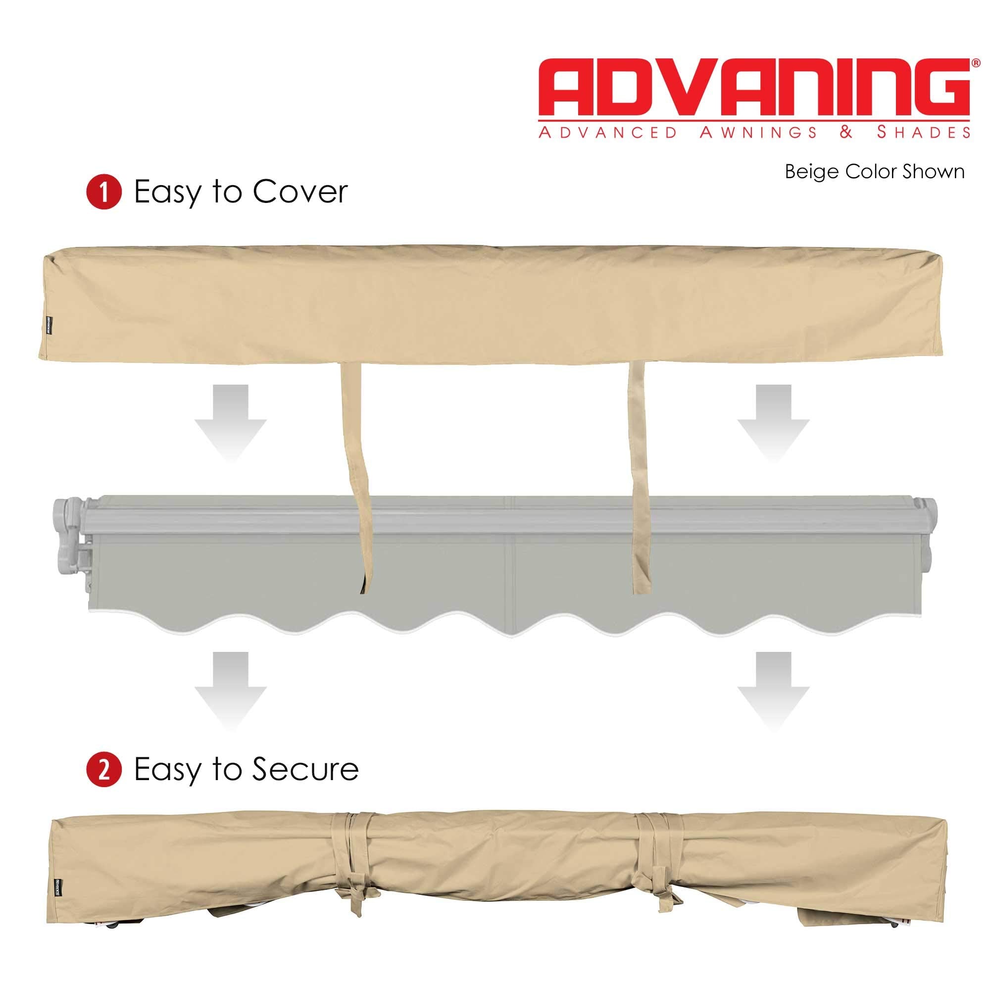 Advaning 12' Retractable Awning Cover – Heavy Duty Waterproof Polyester, Beige