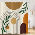 Hnmdmyi Boho Shower Curtain | Mid Century Abstract Green Leaf Art, 71x71