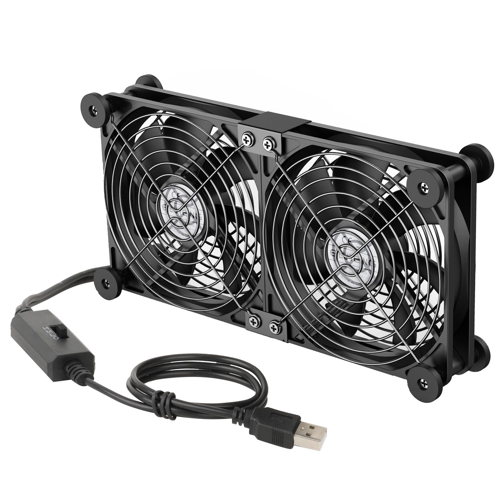 ELUTENG 140mm USB Fan – 2-in-1 PC Cooling with 3 Adjustable Speeds