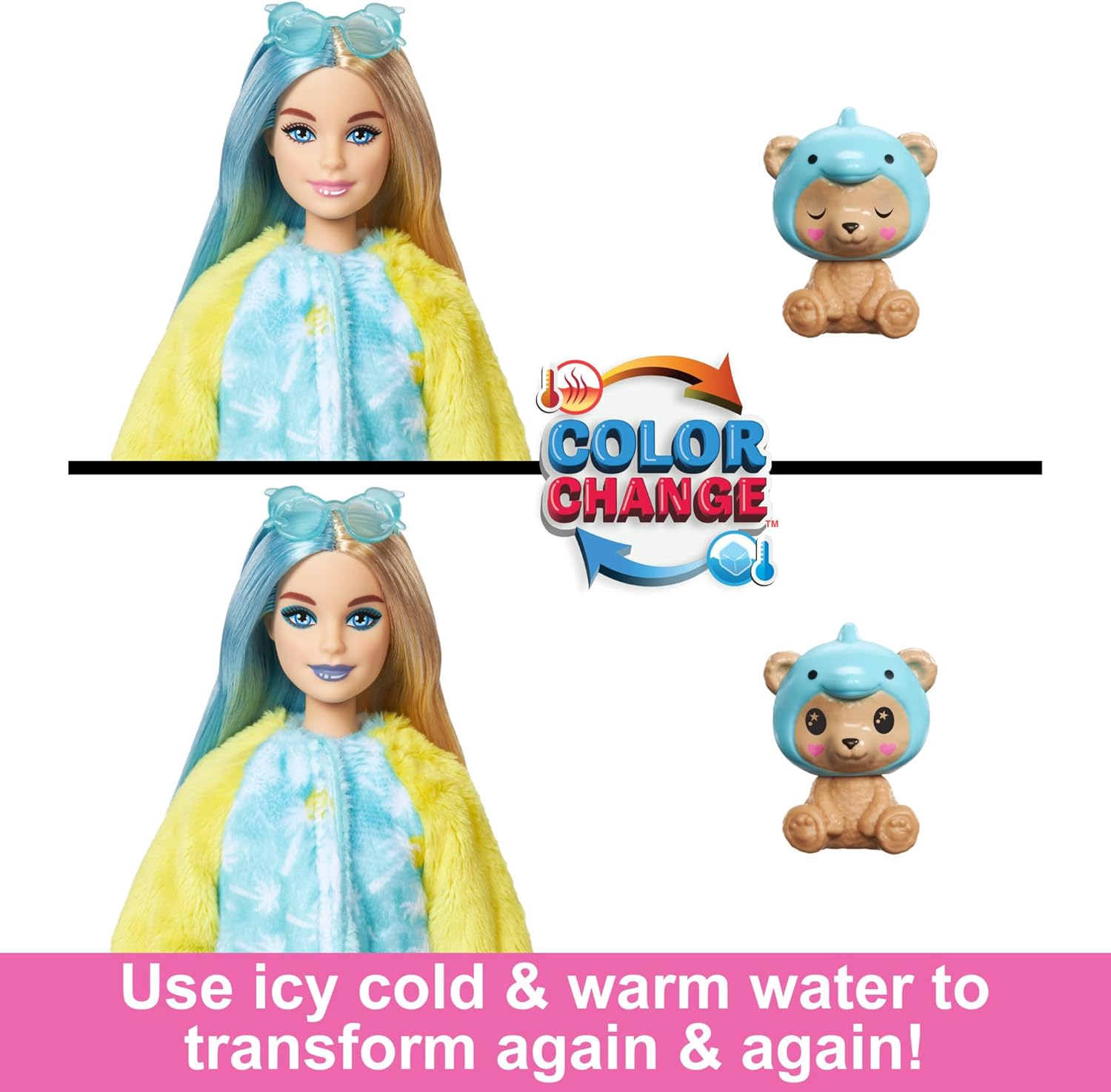 Barbie Cutie Reveal Doll - Teddy Bear in Dolphin Costume with 10 Surprises