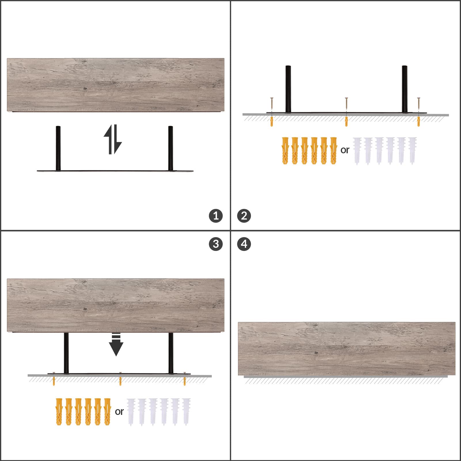 HOOBRO Floating Shelves Set of 2 – 80cm Retro Brown Wooden Wall Racks