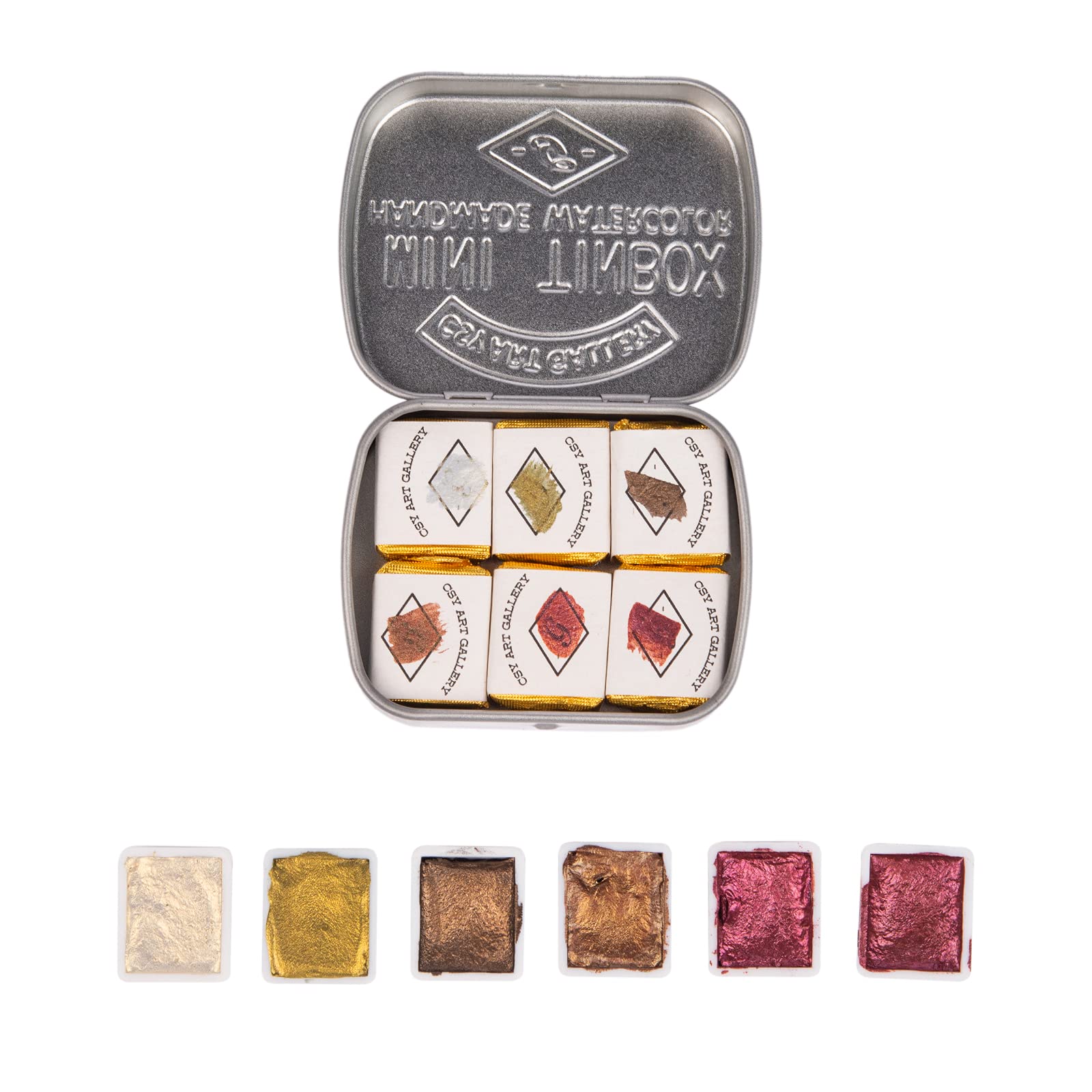 Jolof Store Handmade Metallic Glitter Watercolour Paints - Metal Case