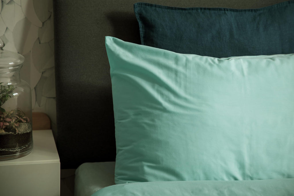 lekka Zip-Around Double Duvet Cover Set – Easy-Iron Duck Egg Blue