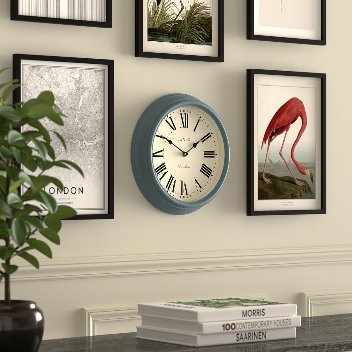 Jones Clocks Venetian Wall Clock – 30cm Blue Roman Numeral Round Clock