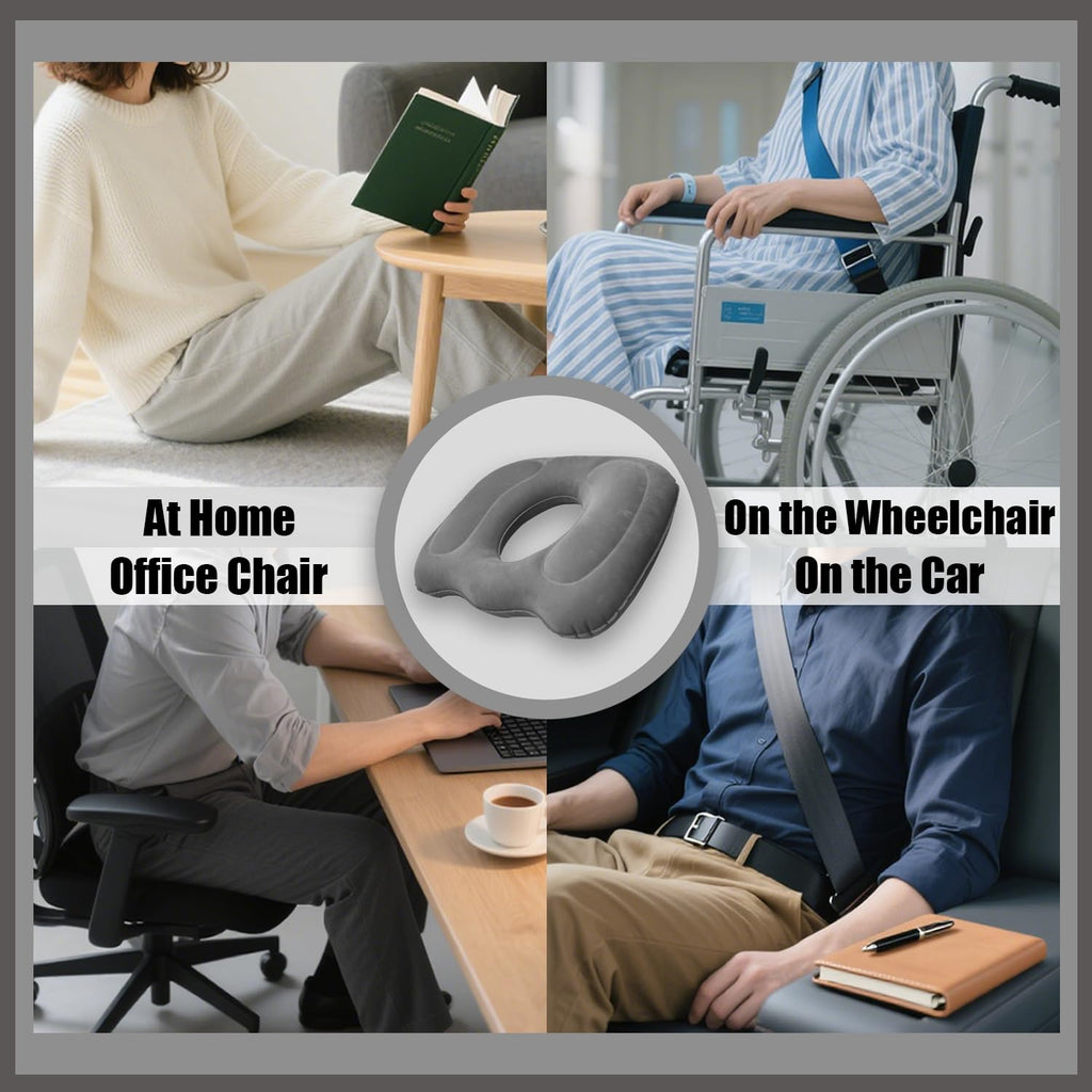 ORARTMM Hemorrhoid Seat Cushion, Grey, Inflatable Seat Ring with Coccyx Relief, Orthopaedic Cushion for Surgical Recovery, Sciatica - image 4
