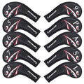 Craftsman Golf 10pcs Black PU Leather Shark Iron Head Covers Set