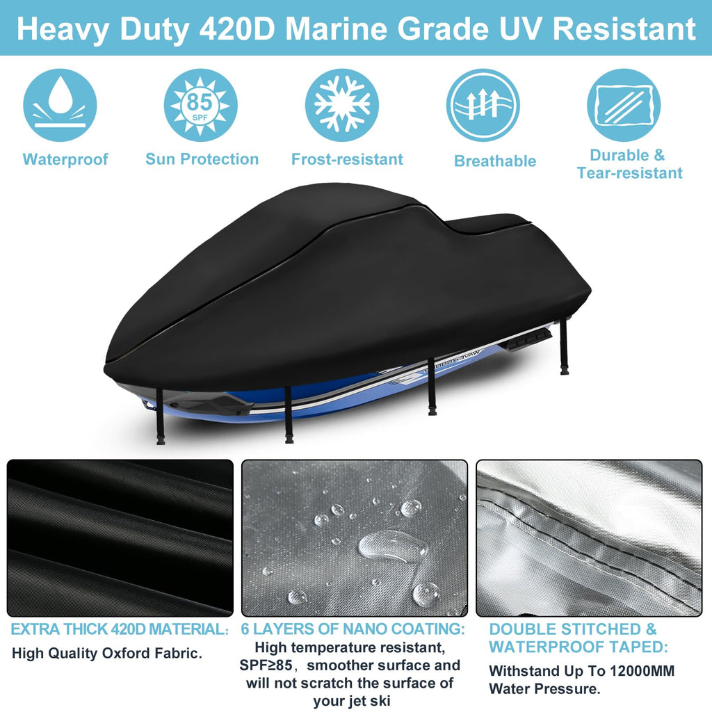3-Seater Jet Ski Cover – 420D Heavy Duty Waterproof PWC Cover