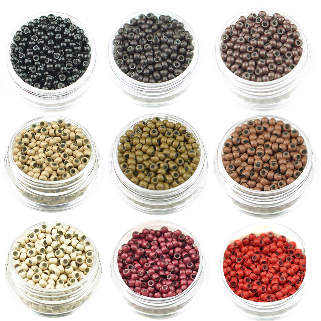 KOCONI 1000 Nano Rings | 3mm Silicone Lined Hair Extension Beads - Dark Brown
