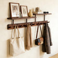 LEMIKKLE Pine Coat Hooks with Shelf, 2 Pack Coat Rack Wall Mounted