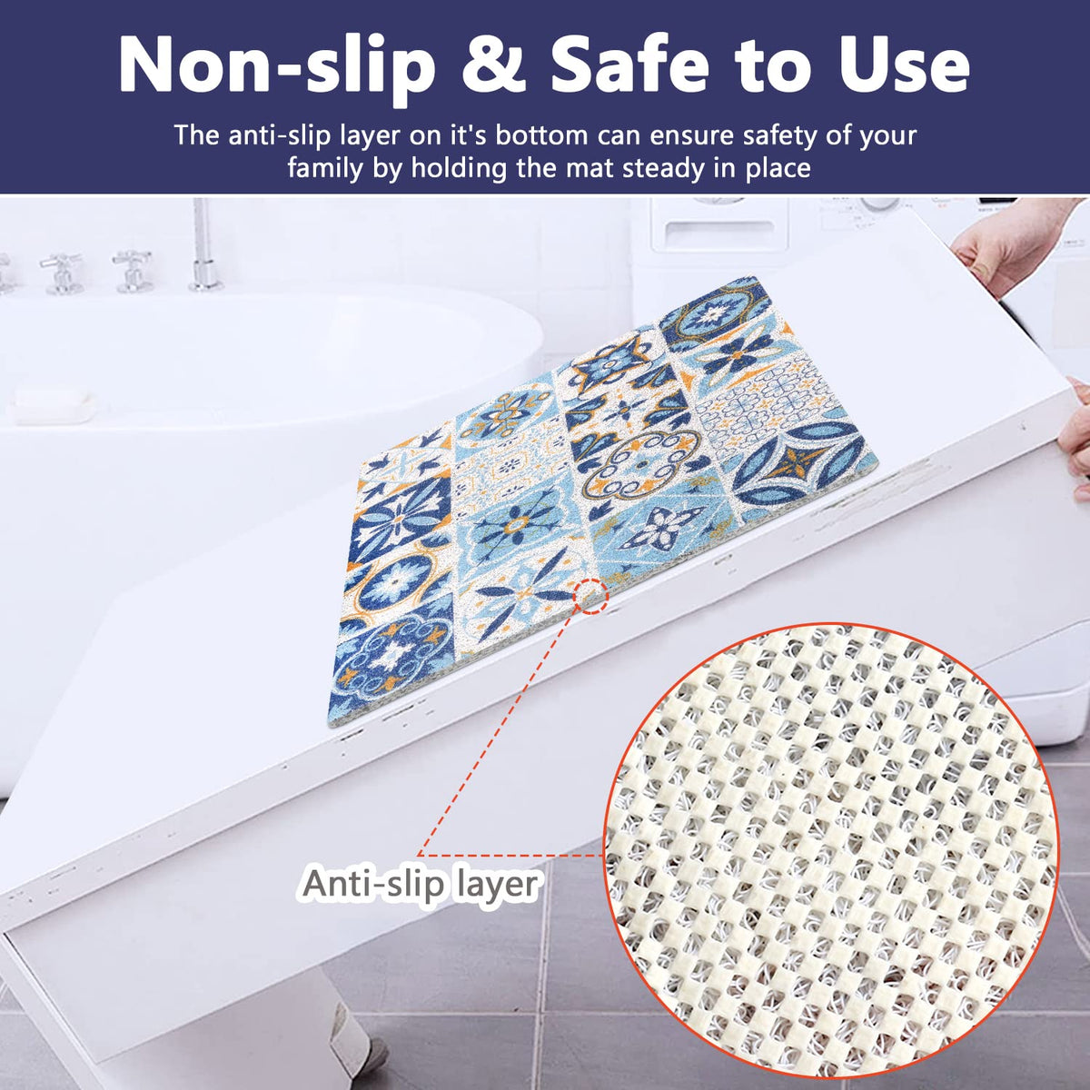 Shower Mat Non Slip : Shower Mats for Inside Shower - 60 x 60 cm Square Bath Mat Anti Mould for Inside Bath - image 2